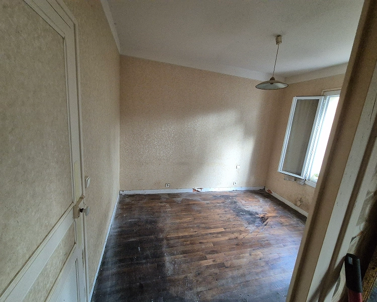 int&eacute;rieur propre minimaliste plante verte sol bois espace vide apr&egrave;s nettoyage remise en &eacute;tat logement